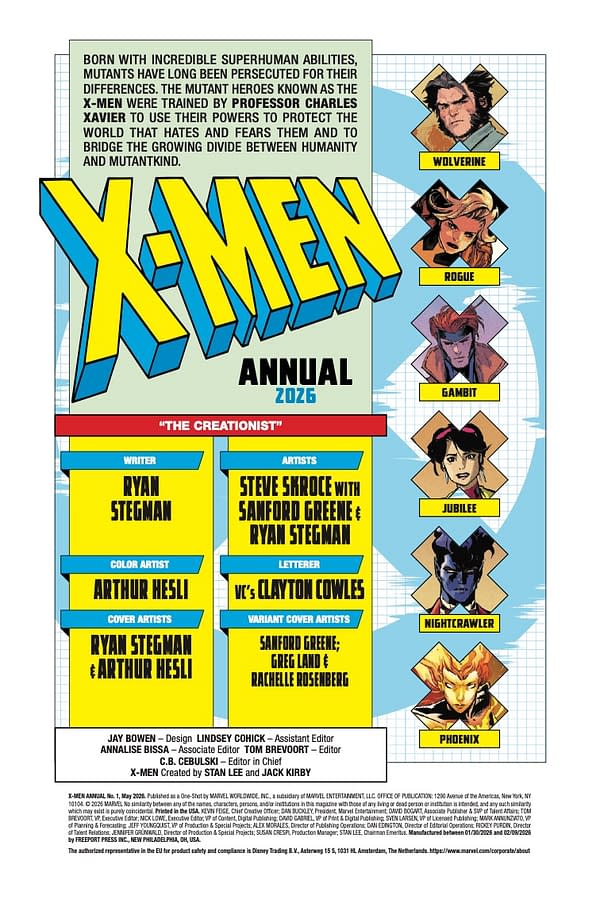 Interior preview page from X-MEN ANNUAL 2026 RYAN STEGMAN COVER