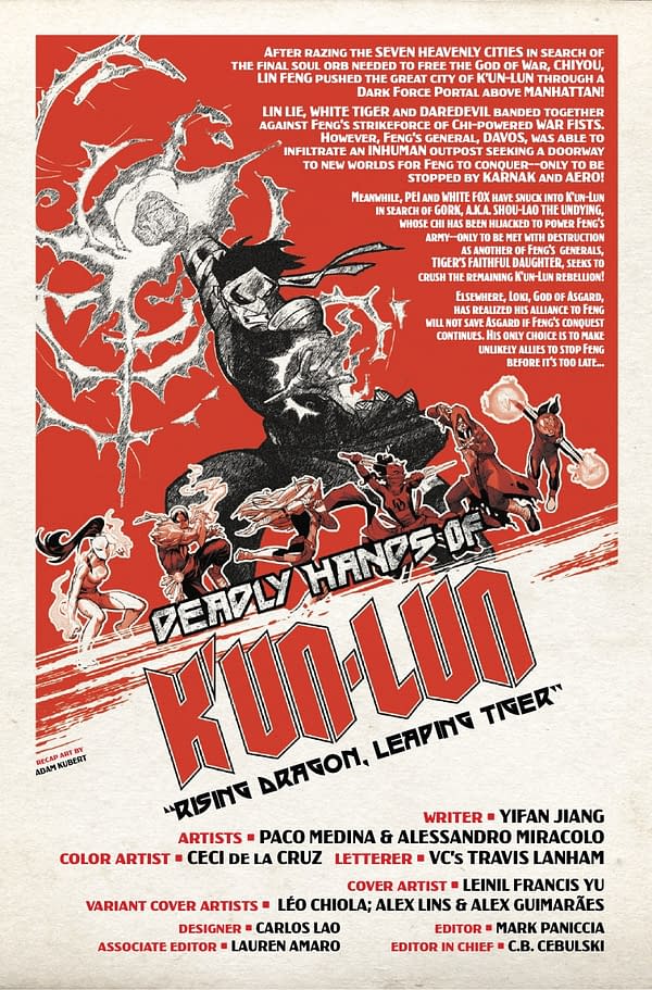 Interior preview page from DEADLY HANDS OF K'UN-LUN #3 LEINIL YU COVER