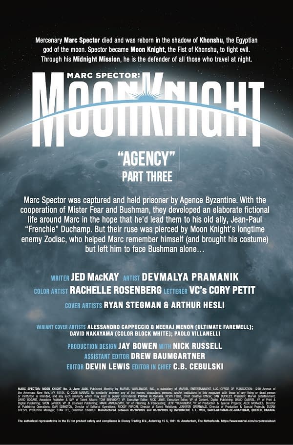 Interior preview page from MARC SPECTOR: MOON KNIGHT #3 RYAN STEGMAN COVER