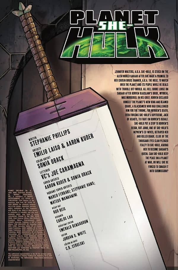 Interior preview page from PLANET SHE-HULK #6 AARON KUDER COVER
