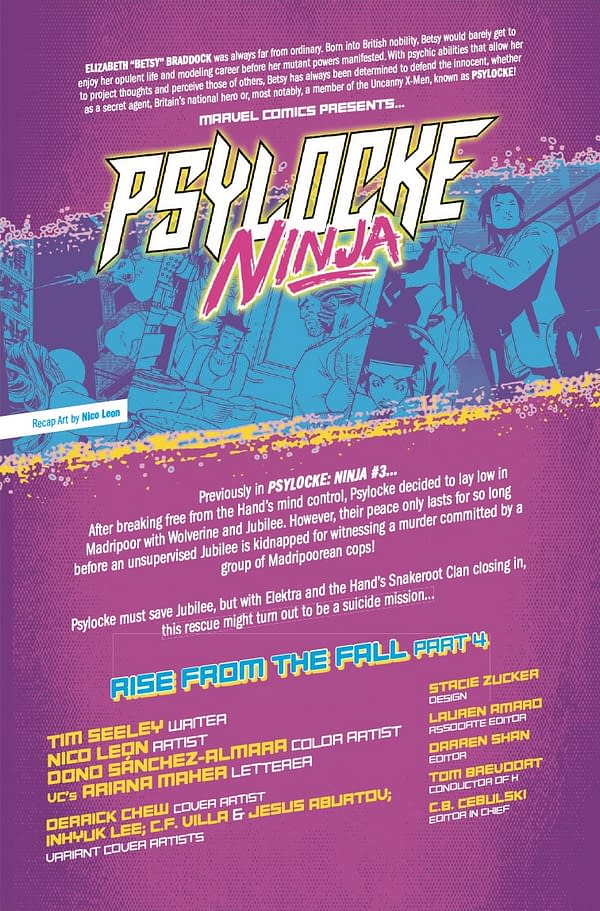 Interior preview page from PSYLOCKE: NINJA #4 DERRICK CHEW COVER