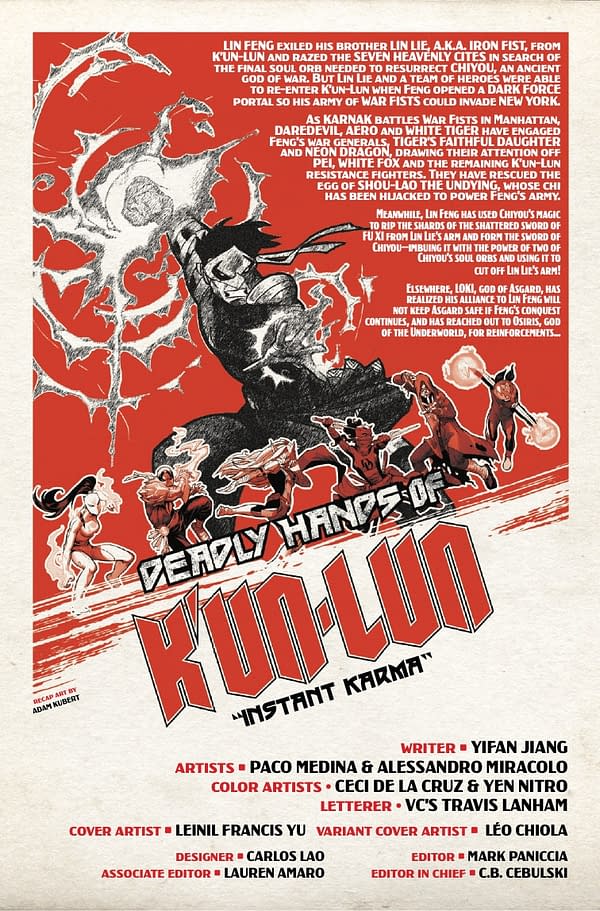 Interior preview page from DEADLY HANDS OF K'UN-LUN #4 LEINIL YU COVER