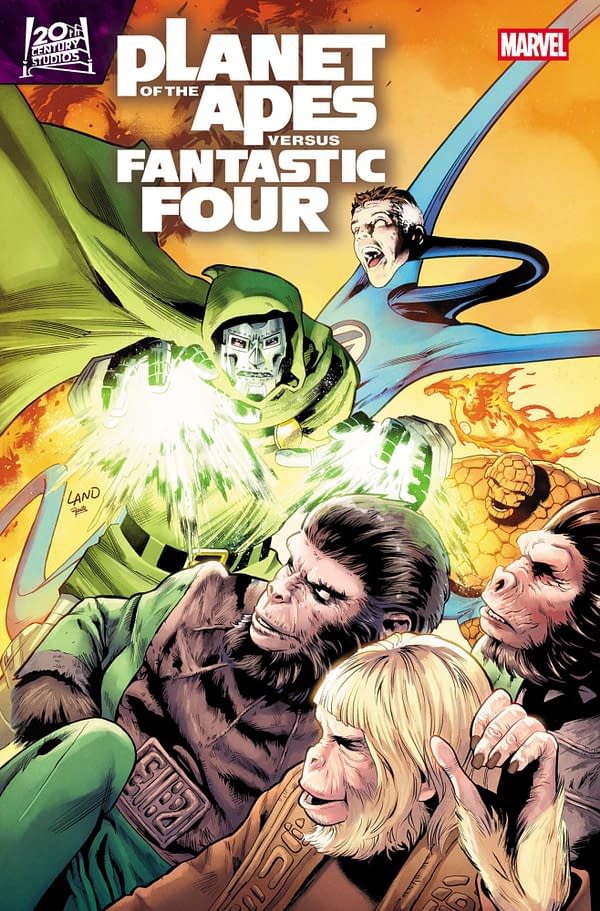 Cover image for PLANET OF THE APES VS. FANTASTIC FOUR #4 GREG LAND COVER