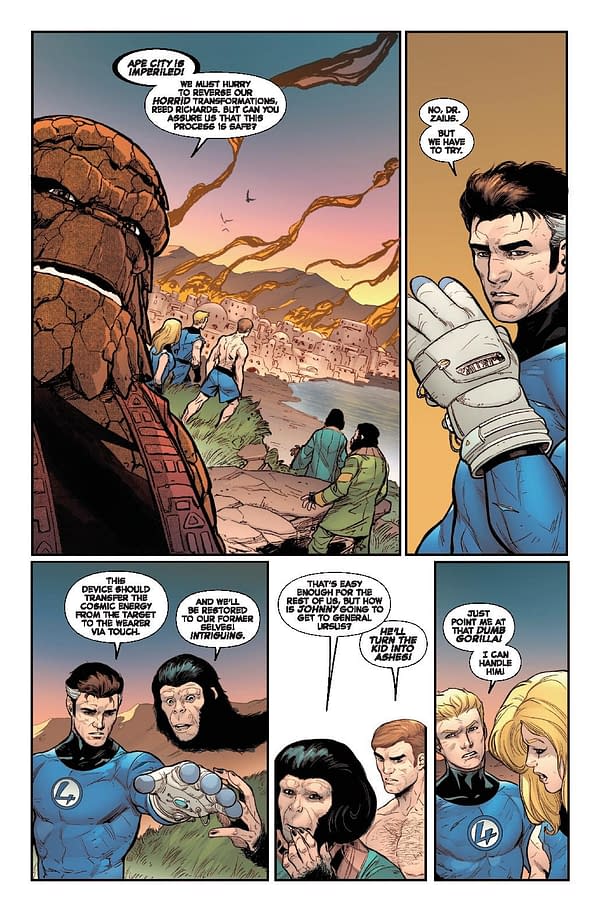 Interior preview page from PLANET OF THE APES VS. FANTASTIC FOUR #4 GREG LAND COVER