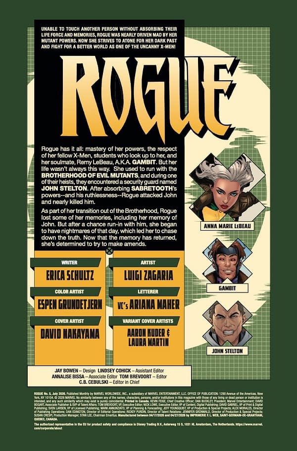 Interior preview page from ROGUE #5 DAVID NAKAYAMA COVER