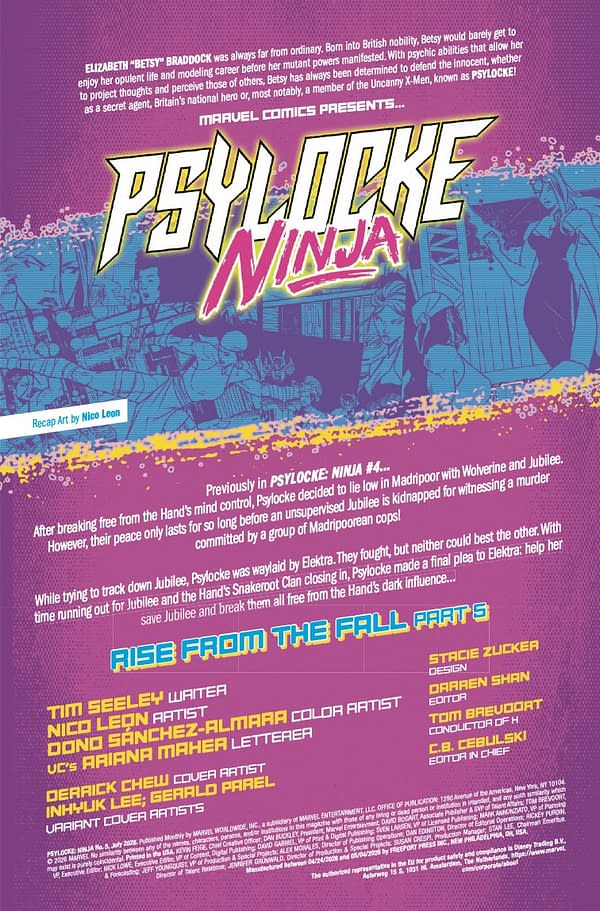 Interior preview page from PSYLOCKE: NINJA #5 DERRICK CHEW COVER