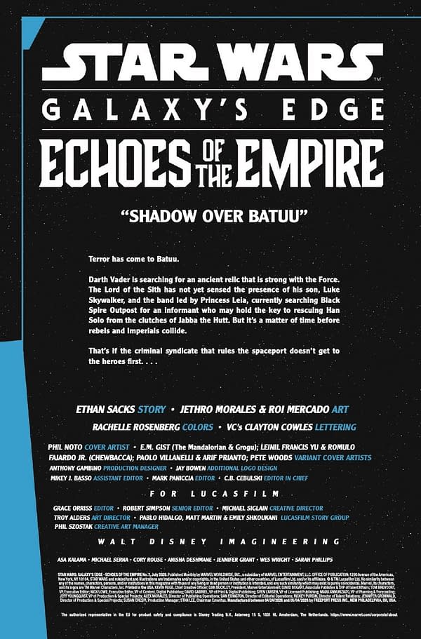 Interior preview page from STAR WARS: GALAXY'S EDGE – ECHOES OF THE EMPIRE #2 PHIL NOTO COVER