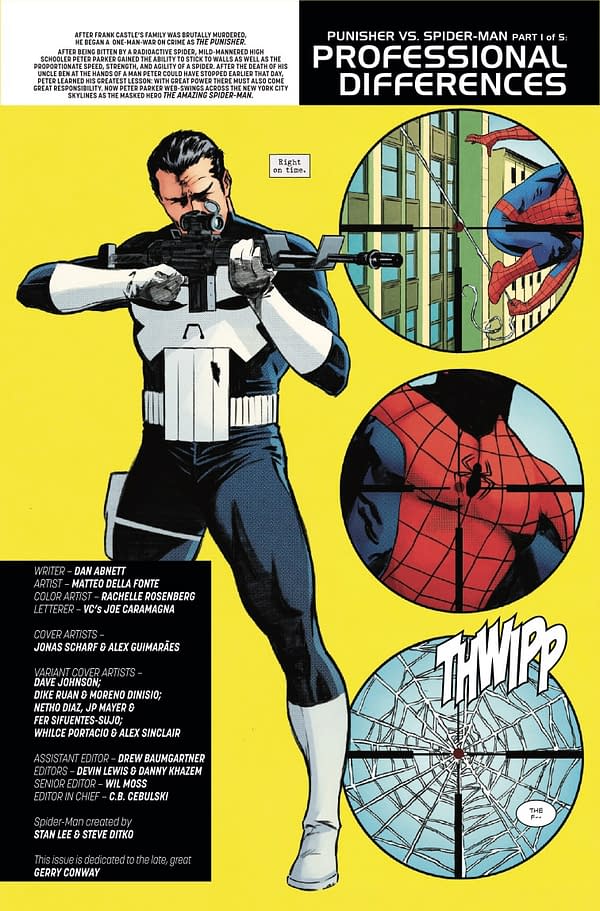 Interior preview page from PUNISHER VS. SPIDER-MAN #1 JONAS SCHARF COVER