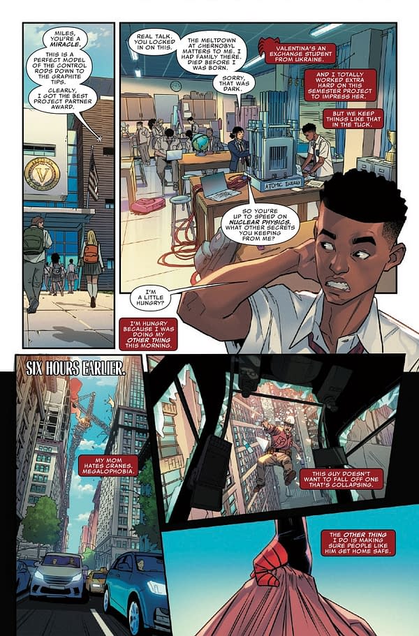 Interior preview page from MILES MORALES: SPIDER-MAN #1 SIMONE DI MEO COVER