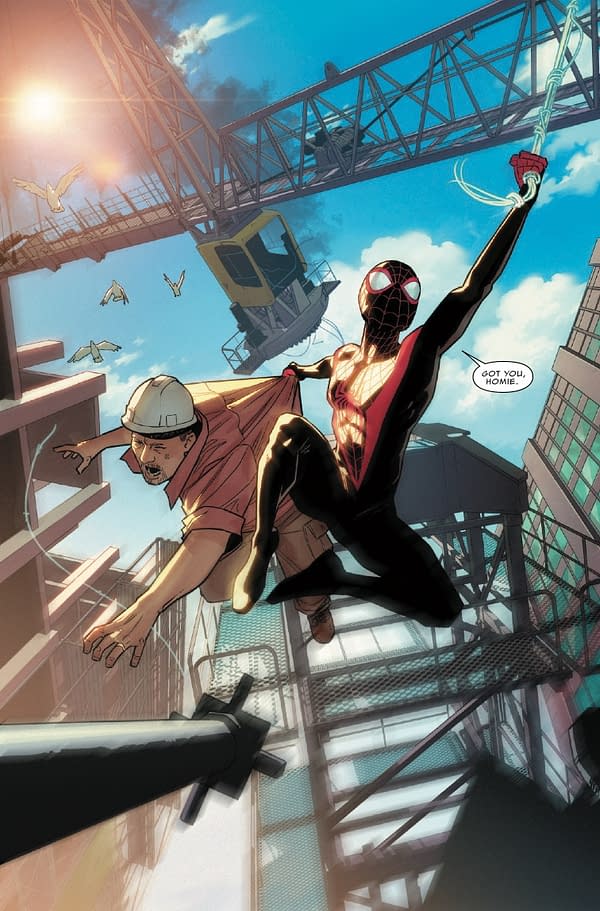 Interior preview page from MILES MORALES: SPIDER-MAN #1 SIMONE DI MEO COVER