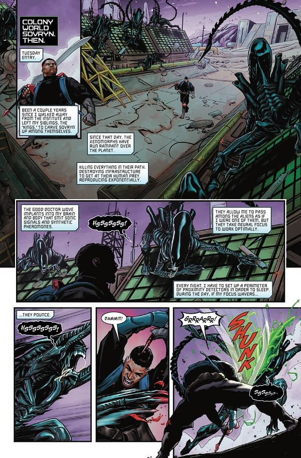 Interior preview page from ALIEN: KING KILLER #5 DAVID YARDIN COVER