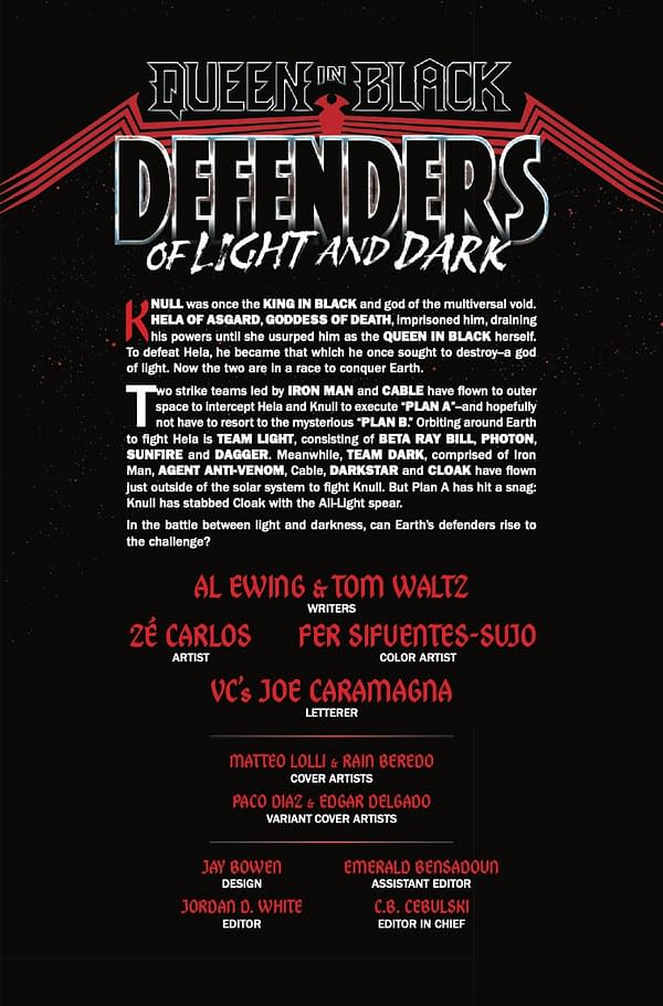 Interior preview page from QUEEN IN BLACK: DEFENDERS OF LIGHT AND DARK #2 PASQUAL FERRY COVER