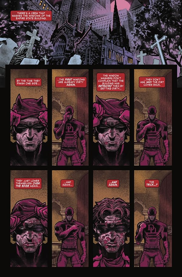 Interior preview page from DAREDEVIL #7 LEE GARBETT COVER