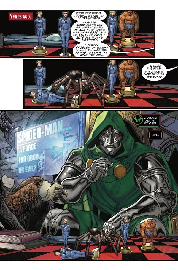 Interior preview page from CHALLENGES OF DOOM: SPIDER-MAN #1 FABRIZIO DE TOMMASO COVER