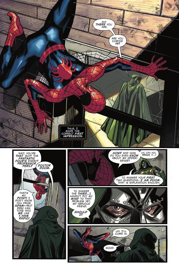 Interior preview page from CHALLENGES OF DOOM: SPIDER-MAN #1 FABRIZIO DE TOMMASO COVER