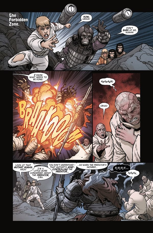 Interior preview page from PREDATOR VS. THE PLANET OF THE APES #4 STONEHOUSE COVER