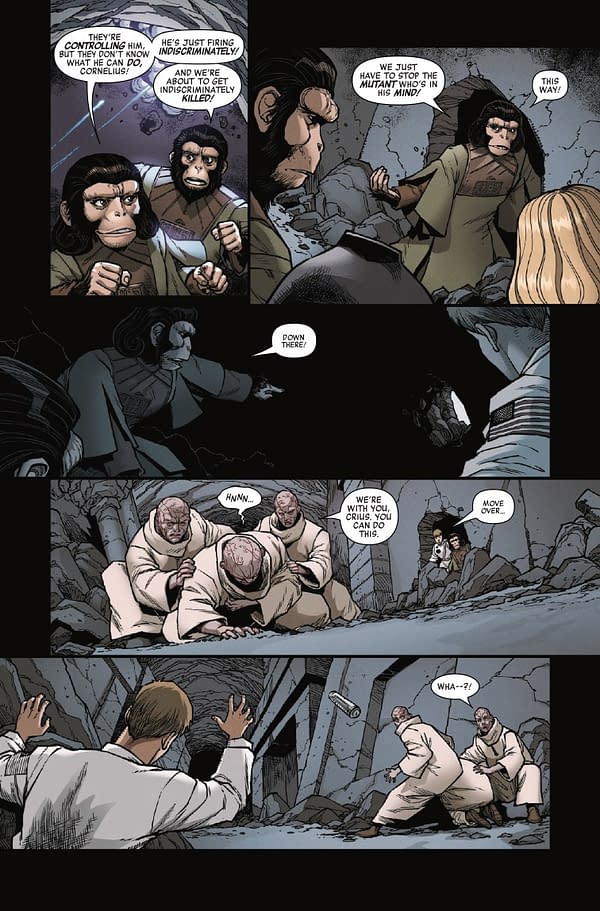 Interior preview page from PREDATOR VS. THE PLANET OF THE APES #4 STONEHOUSE COVER