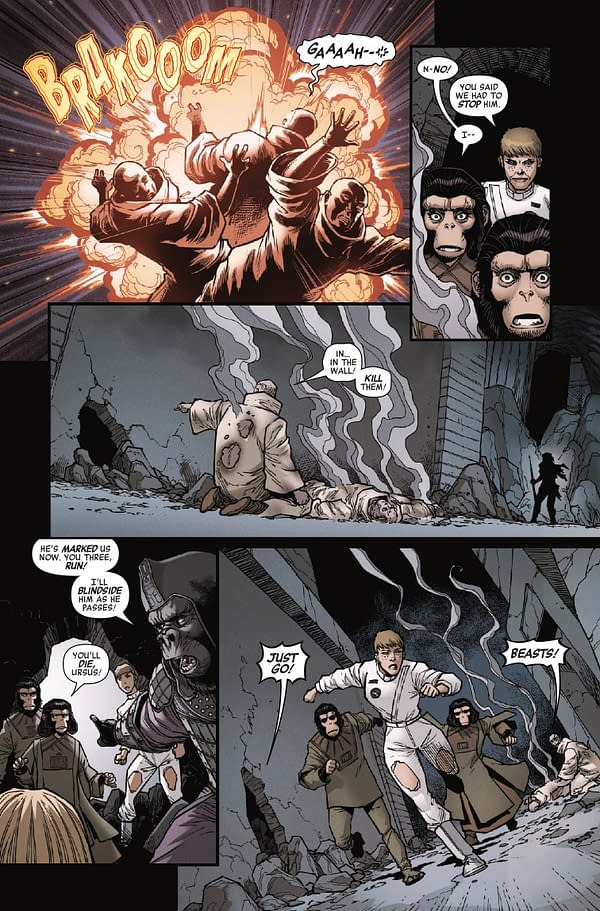 Interior preview page from PREDATOR VS. THE PLANET OF THE APES #4 STONEHOUSE COVER
