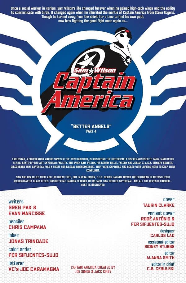 Interior preview page from SAM WILSON: CAPTAIN AMERICA #4 TAURIN CLARKE COVER