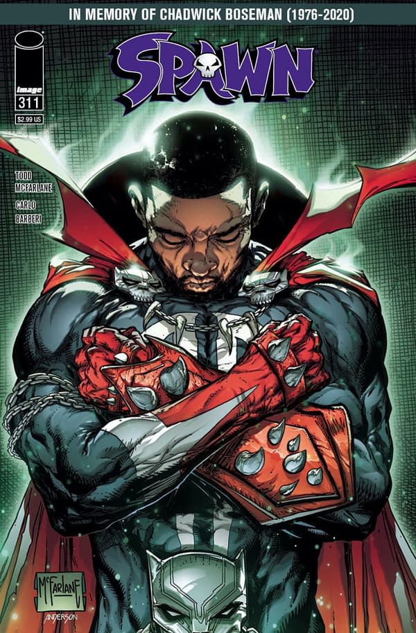 Spawn #311 's Chadwick Boseman Tribute Cover. Credit: Image Comics