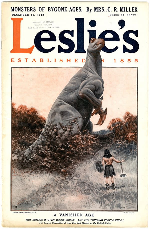 Leslies Magazine, December 11, 1913, inspired by The Lost World.