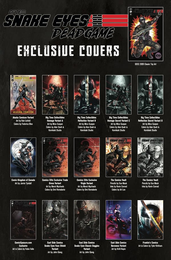 Snake Eyes: Deadgame will have 36 EXXXCLUSSSSSIVE variant covers.