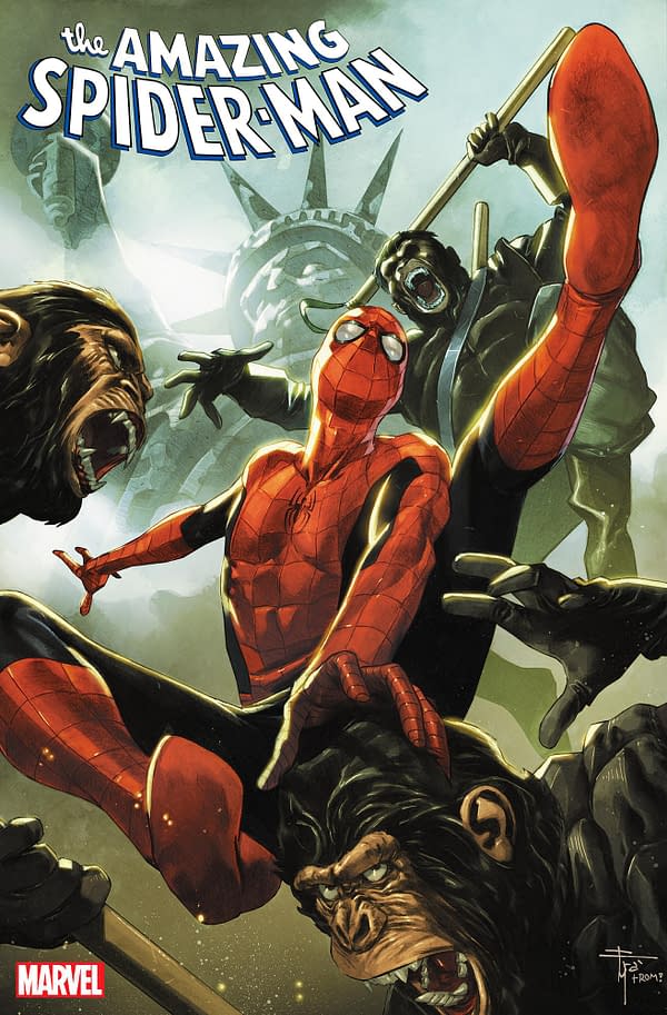 Cover image for AMAZING SPIDER-MAN 19 MOBILI PLANET OF THE APES VARIANT