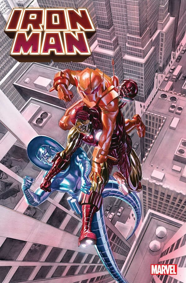 The cover to Iron Man #11, hitting stores in August, and possibly turning Tony Stark into a pillhead.