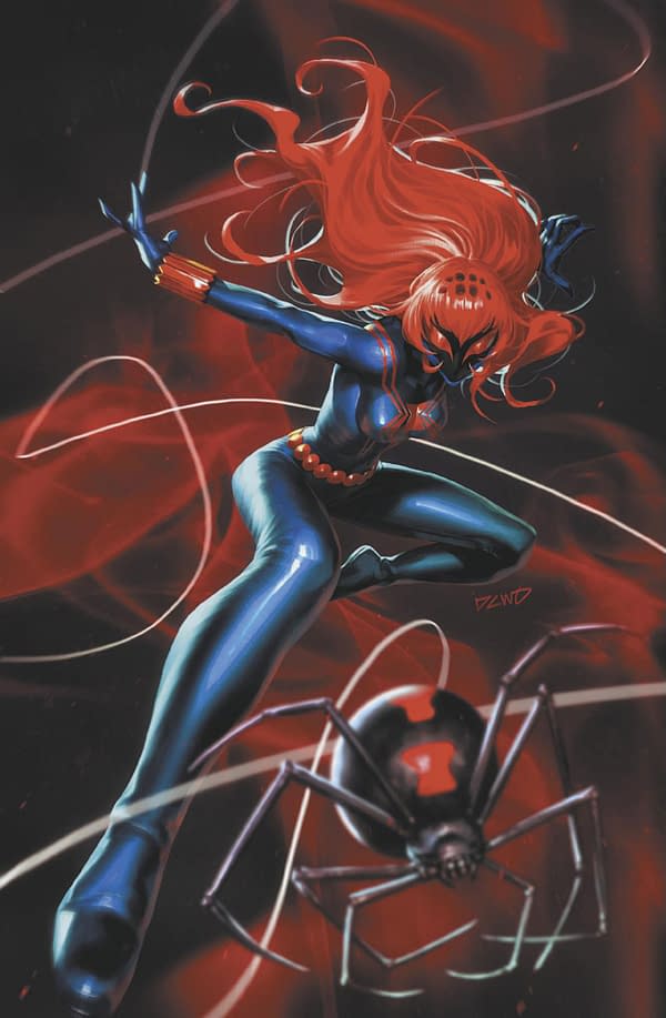 Cover image for VENOM WAR: VENOMOUS #1 DERRICK CHEW BLACK WIDOW VIRGIN VARIANT [VW]