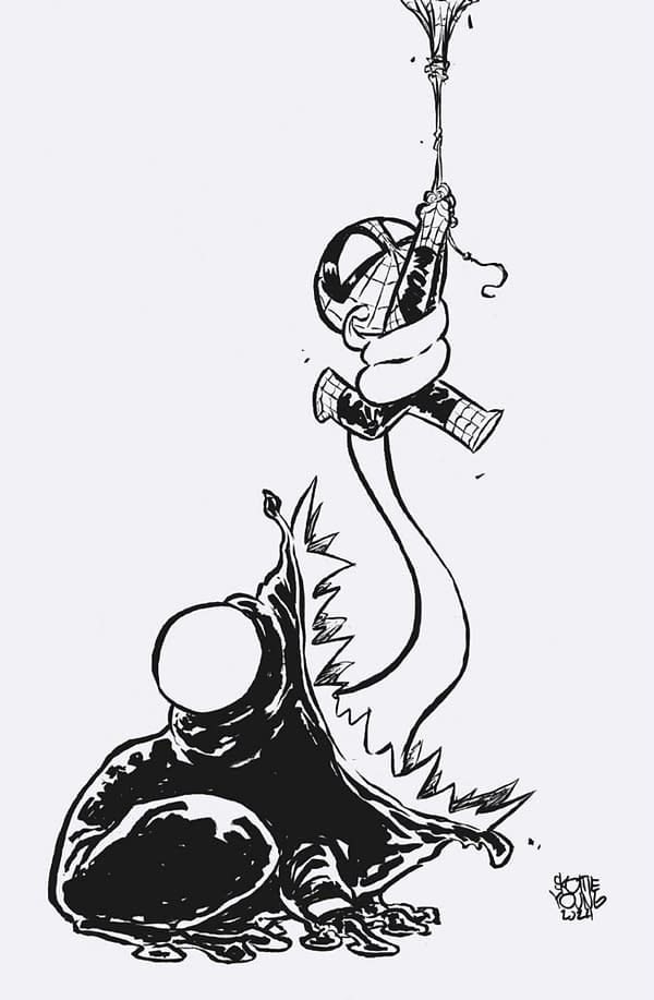 Cover image for AMAZING SPIDER-MAN #67 SKOTTIE YOUNG 8 DEATHS OF SPIDER-MAN BLACK AND WHITE VIRGIN VARIANT