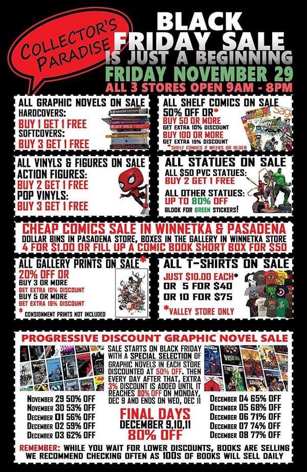 150 Comic Shops Running Black Friday Events Today…