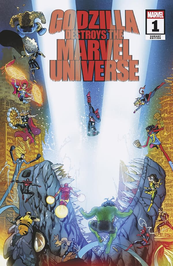 Cover image for GODZILLA DESTROYS THE MARVEL UNIVERSE #1 JAVIER GARRON VARIANT