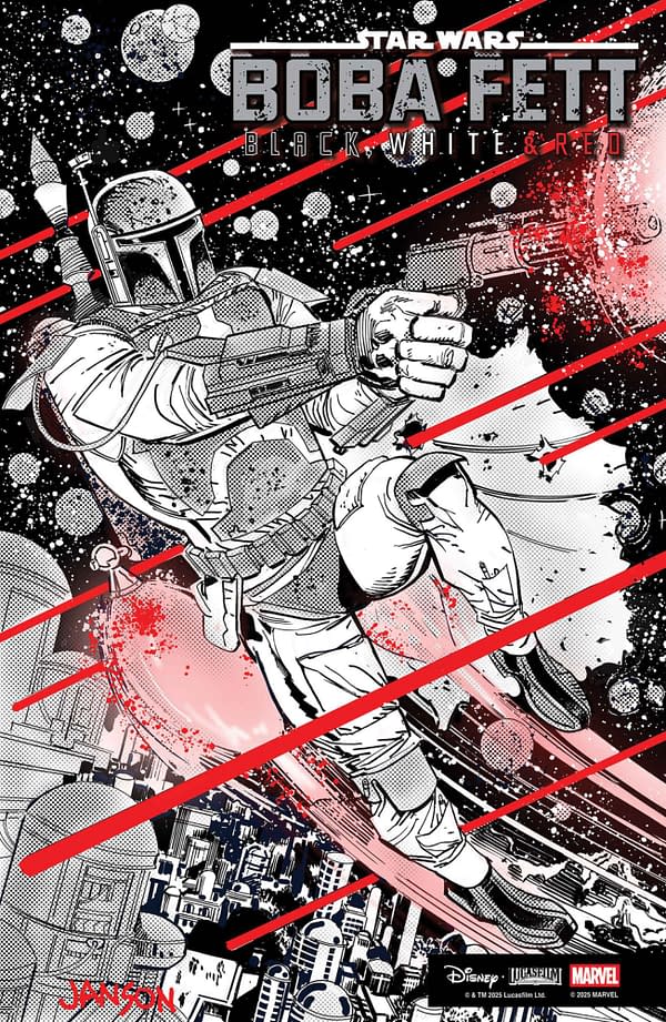 Cover image for STAR WARS: BOBA FETT - BLACK, WHITE & RED #4 DAVE WACHTER VARIANT