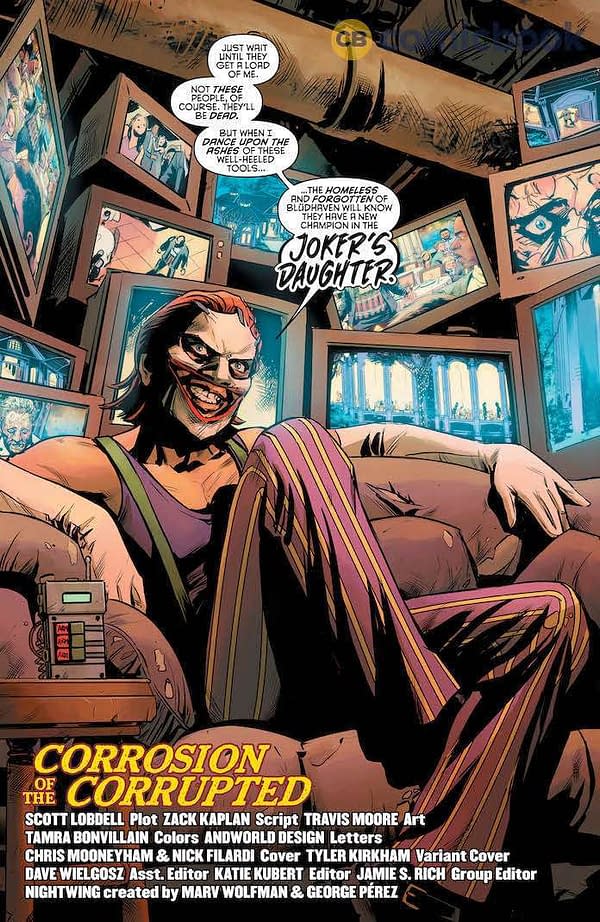 The Joker's Daughter Quoting Tim Burton's Batman in Tomorrow's Nightwing #58