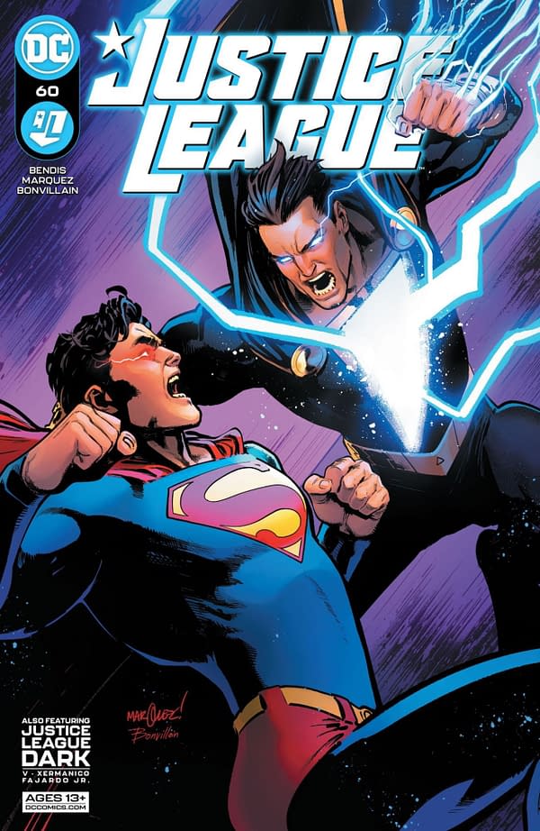 The David Marquez main cover to Justice League #60, by "The Great One" Brian Bendis and David Marquez, with a backup story by Ram V and Xermanico, in stores Tuesday, April 20th from DC Comics