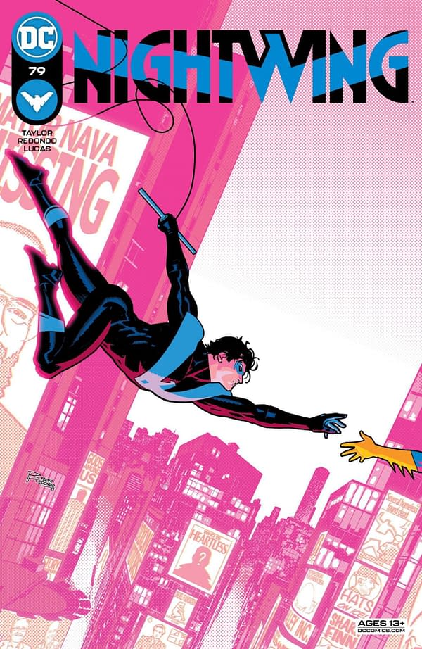 The Bruno Redondo cover to Nightwing #79, by Tom Taylor and Bruno Redondo, in stores on Tuesday, April 20th from DC Comics