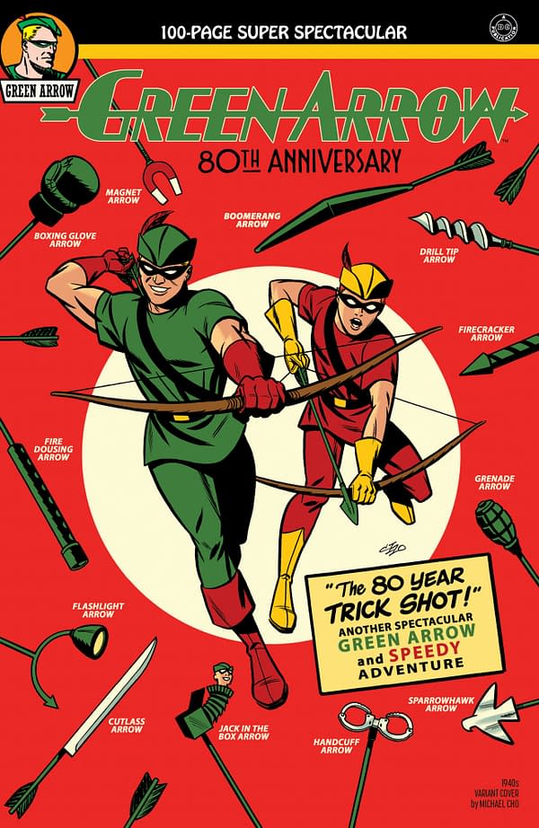 Cover image for GREEN ARROW 80TH ANNIVERSARY 100-PAGE SUPER SPECTACULAR #1 CVR B MICHAEL CHO 1940S VAR