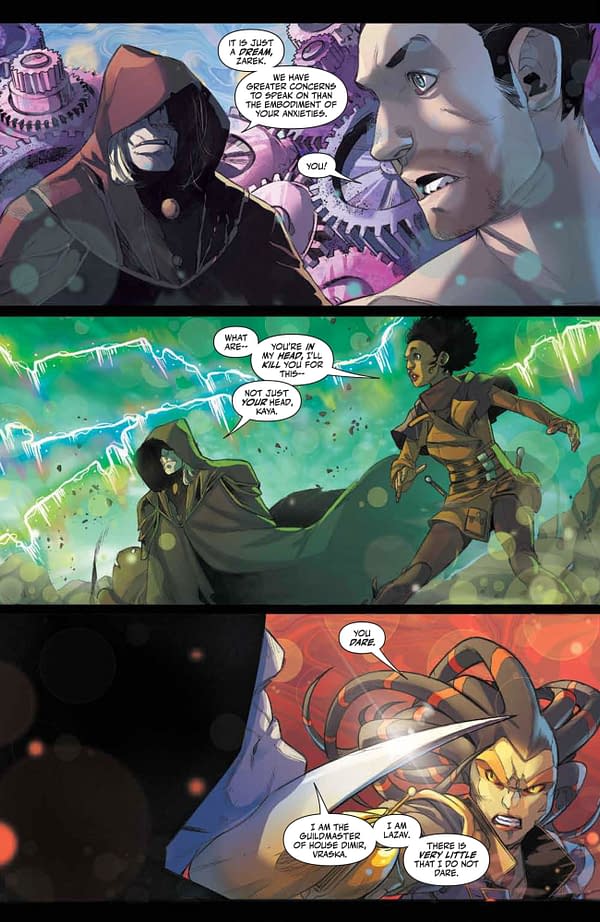 Interior preview page from MAY210957 MAGIC THE GATHERING #4 CVR A SCALERA, by (W) Jed MacKay (A) Ig Guara (CA) Matteo Scalera, in stores Wednesday, July 7, 2021 from BOOM! STUDIOS