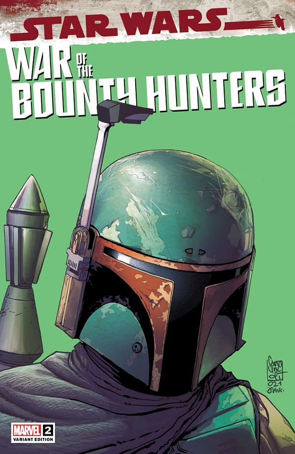Cover image for MAY210671 STAR WARS WAR OF THE BOUNTY HUNTERS #2 (OF 5) CAMUNCOLI HEADSHOT VA, by (W) Charles Soule (A) Luke Ross (CA) Giuseppe Camuncoli, in stores Wednesday, July 14, 2021 from MARVEL COMICS