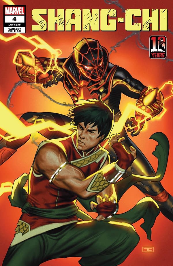 Cover image for SHANG-CHI #4 CLARKE MILES MORALES 10TH ANNIV VAR