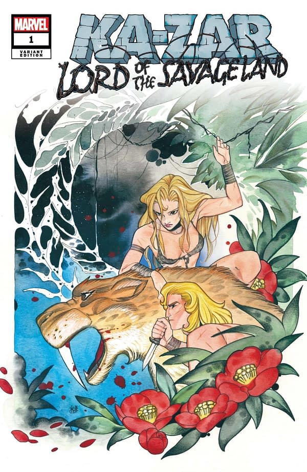 Cover imaCover image for JUL210602 KA-ZAR LORD OF THE SAVAGE LAND #1 (OF 5) MOMOKO VAR, by (W) Zac Thompson (A) German Garcia (CA) Peach Momoko, in stores Wednesday, September 8, 2021 from MARVEL COMICSge for KA-ZAR LORD SAVAGE LAND #1 (OF 5) MOMOKO VAR