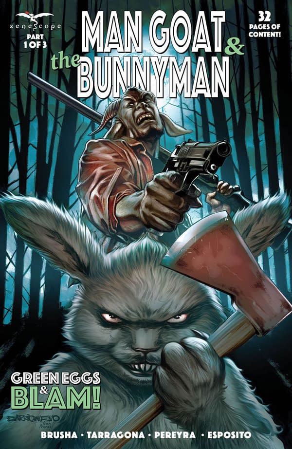 Man Goat & the Bunnyman: Green Eggs & BLAM! cover. Credit: Zenescope Entertainment