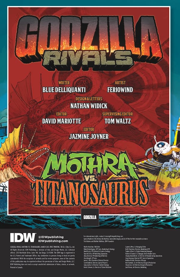 Interior preview page from Godzilla: Rivals - Mothra vs. Titanosaurus #1