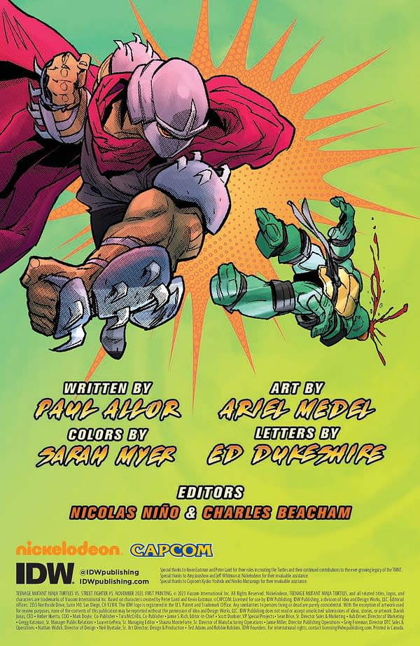Interior preview page from TEENAGE MUTANT NINJA TURTLES VS. STREET FIGHTER #5 ARIEL MEDEL COVER