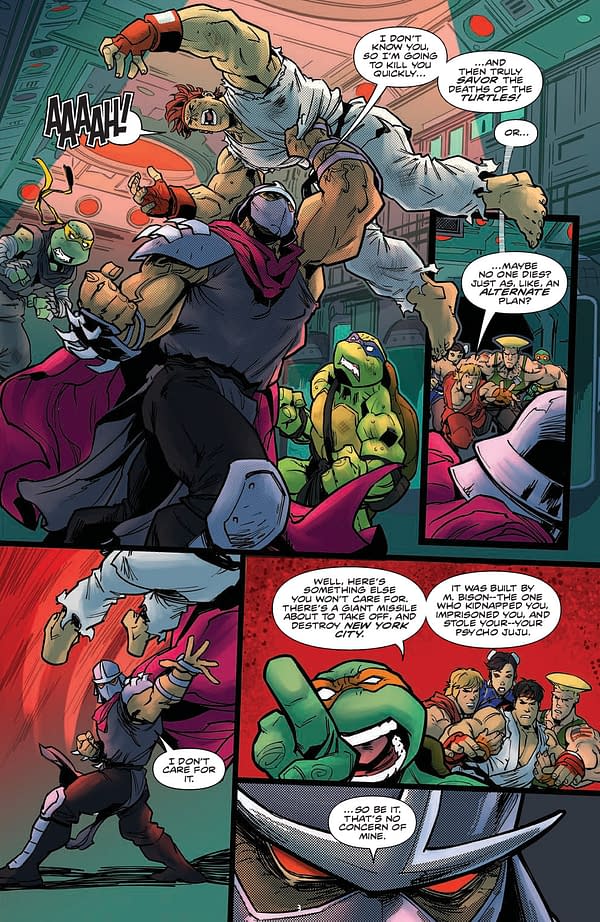 Interior preview page from TEENAGE MUTANT NINJA TURTLES VS. STREET FIGHTER #5 ARIEL MEDEL COVER