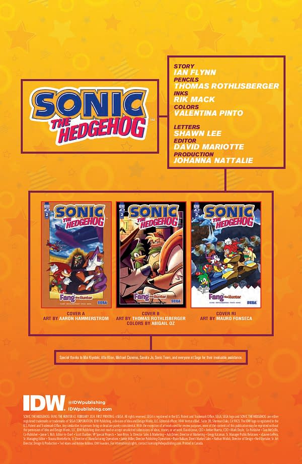 Interior preview page from SONIC THE HEDGEHOG: FANG HUNTER #2 AARON HAMMERSTROM COVER