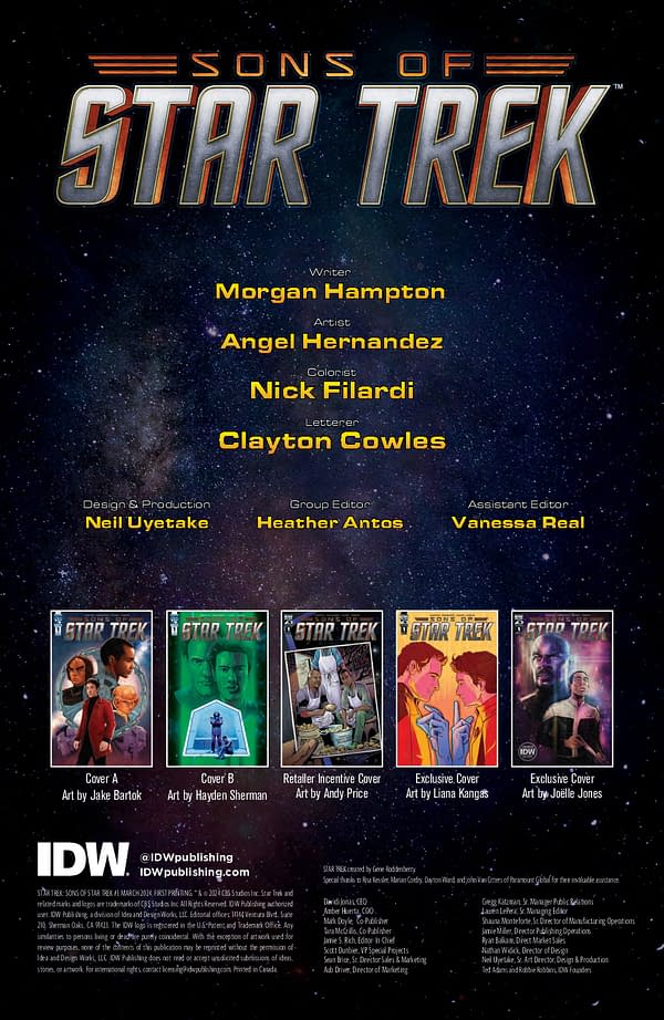 Interior preview page from STAR TREK: SONS OF STAR TREK #1 NICK FILARDI COVER