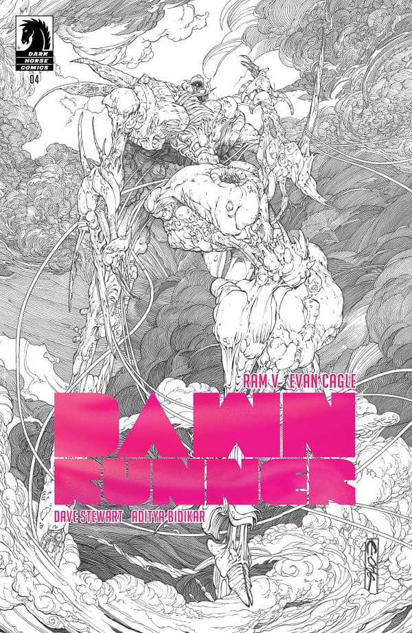 Cover image for Dawnrunner #4 (CVR D) (1:10) (Foil) (B&W) (Evan Cagle)