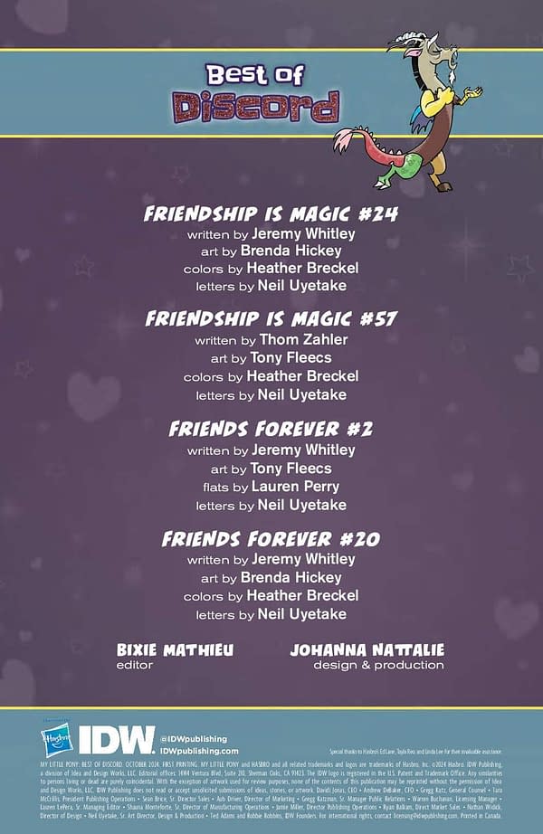Interior preview page from MY LITTLE PONY: BEST OF DISCORD BRENDA HICKEY COVER