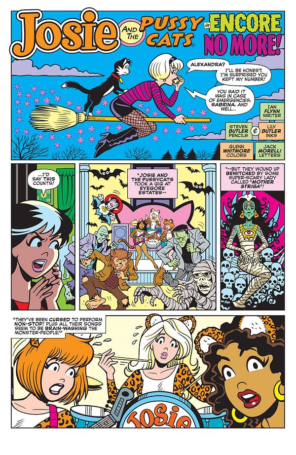 Interior preview page from SEP241129 Josie and the Pussycats Annual Spectacular, by (W) Ian Flynn (CA) Vincent Lovallo (A / CA) Steven Butler, Lily Butler, in stores Wednesday, November 6, 2024 from ARCHIE COMIC PUBLICATIONS